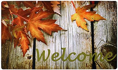Front Door Mat Indoor Entry Way Doormat for Front Door Patio Non Slip Rubber Entrance Door Mats Fall Thanksgiving Decor (Maple Leaves)