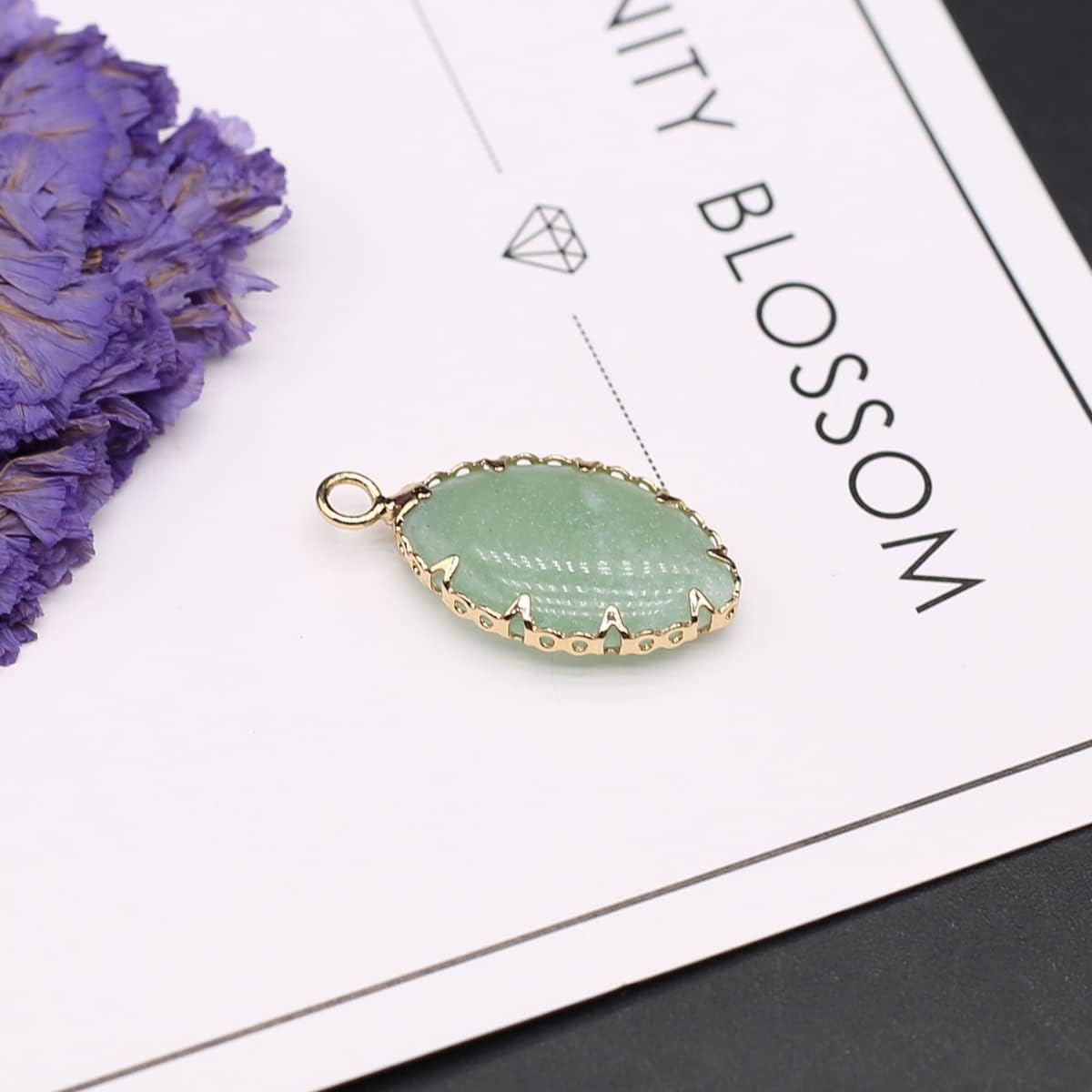 LHJ 10 Pcs Natural Stone Pendants Polished Oval Shape Hollow Edge Crystal Agate Charms for Jewelry Making Necklace Bracelet Earrings - Image 4