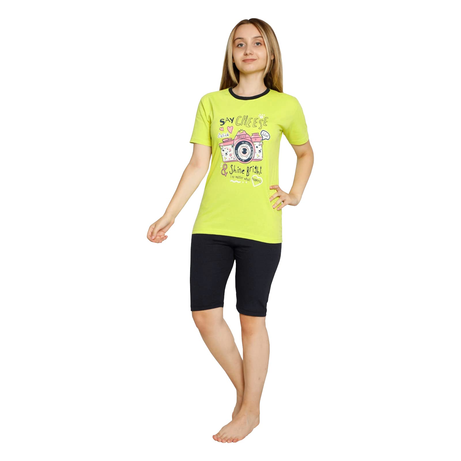 AyansTeenager Girl's Pajama Set 13-16 Years, T-Shirt and Pants Turkish Cotton Homewear Set for Girls Sleepwear Loungewear Set Soft and Breathable