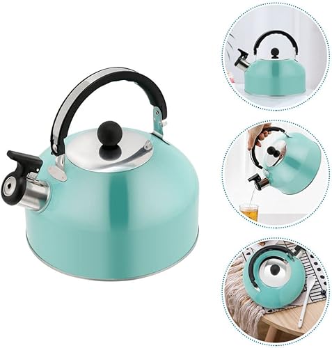 Miniatura 9 de Veemoon Hervidor de té de acero inoxidable de 1.8 litros, tetera de agua, hervidor de café, hervidor de té silbato con asa, calentador de leche de