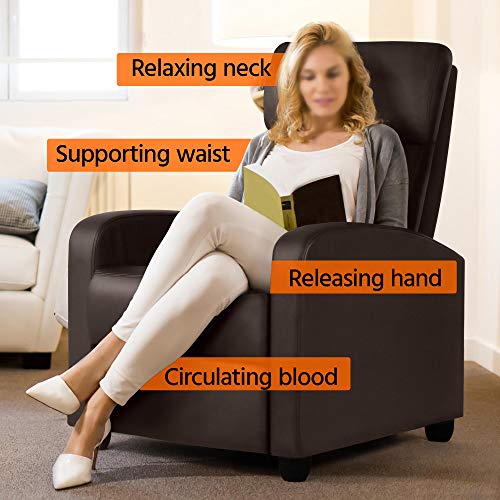 Yaheetech Padded Seat Recliner Chair Set Of 2 Single Sofa Recliner Home Theater Seating Pu Leather Upholstered Reclining Chair Brown #TOP2