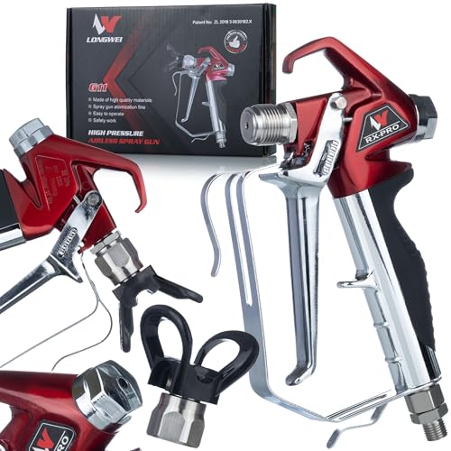Rosfix RX-PRO Farbspritzpistole Red Series mit Düse 517 & Schutzkappe | 248 bar | Profiqualität | Kompatibel mit Graco, Wagner, Titan | Ergonomisch & langlebig