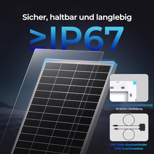 Renogy 16BB N-Typ 175 Watt 12V Solarmodul, 25% Hoch-Effizienz, PV Modul Ladegerät Solar Panel + olarmodul 4 Stück von Z- Halter für Montage Solarpanel Dachmontage Z-Halterung mit Muttern und Schrauben