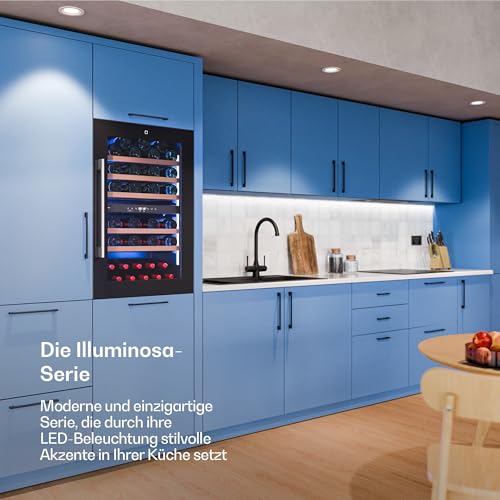 Klarstein Illuminosa Weinkühlschrank Einbau - 57 Flaschen, 2 Zonen, 5-22°C, Touch, LED, UV-Schutz, leise, Buchenholzregale, Einbau-Weinkühlschrank 3 Klarstein Illuminosa Weinkühlschrank Einbau - 57 Flaschen, 2 Zonen, 5-22°C, Touch, LED, UV-Schutz, leise, Buchenholzregale, Einbau-Weinkühlschrank