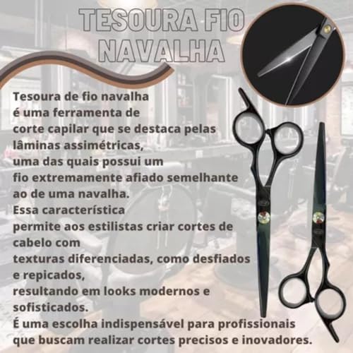 Kit Profissional de 3 Tesouras com Navalha: Precisão e Versatilidade em Cada Corte (Prata)