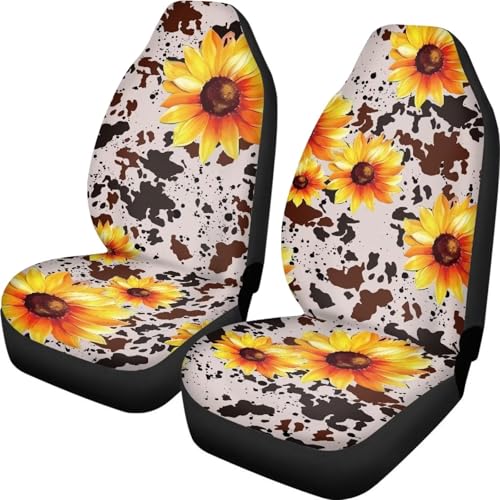 Housse couverture couvre sieges vache tournesol élastique pour siege auto avant x2