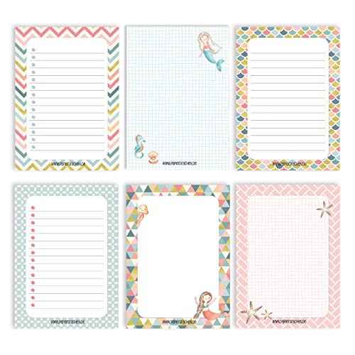 6 notepads blank for free design | for appointments, projects, to do list, meetings, shopping lists, notes and much more - Gold Pastel - Notepad Set 14 - DIN A6