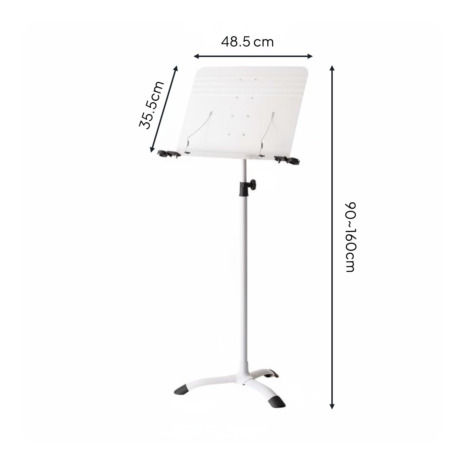 F Fityle Atril de Partituras Plegable Ajustable Soporte de Música Atril Portátil Base de Trípode Estable Materiales de Hierro y Goma Adecuado para Ensayo Clases Escenario Práctica en Casa, Blanco