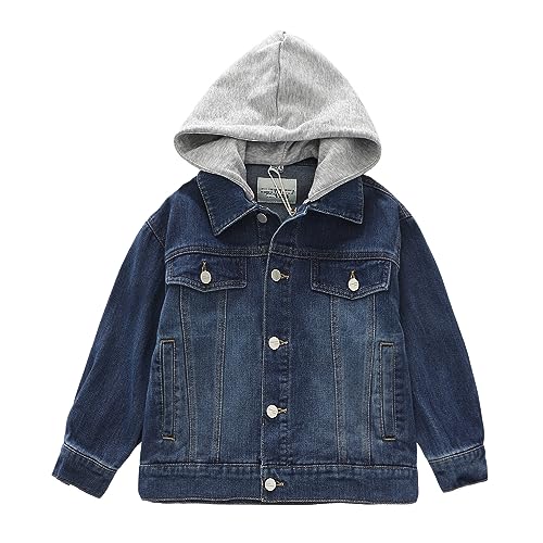 Image of ABALACOCO Boys Basic Coats Denim Jacket Button Down Jeans Jacket Top Jeans Casual Outerwear 5-14T(11-13T, Blue#4)