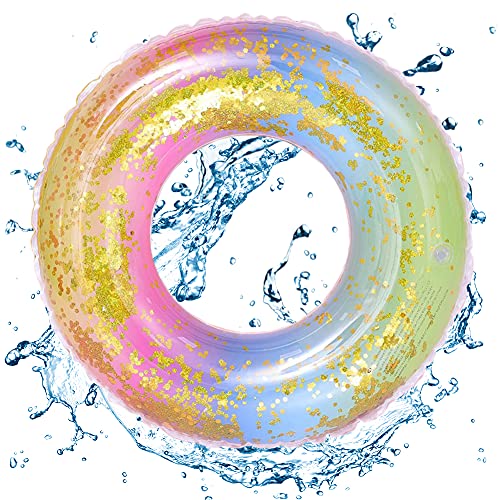 CYSJ Bouée Gonflable Brillante, Anneau Flottant Gonflable sous Les Bras en PVC, Radeau Gonflable pour Décoration de Jouet de Fête de Piscine pour Enfants et Adultes Cover