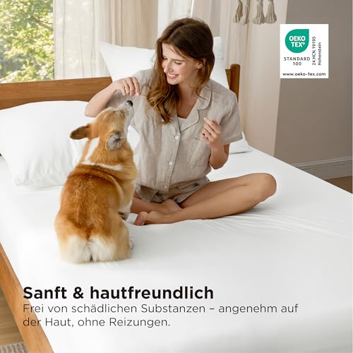 Bedsure Spannbettlaken 90x200cm Oeko-TEX - bis 40cm Tiefe, Weiß – Ansicht 3