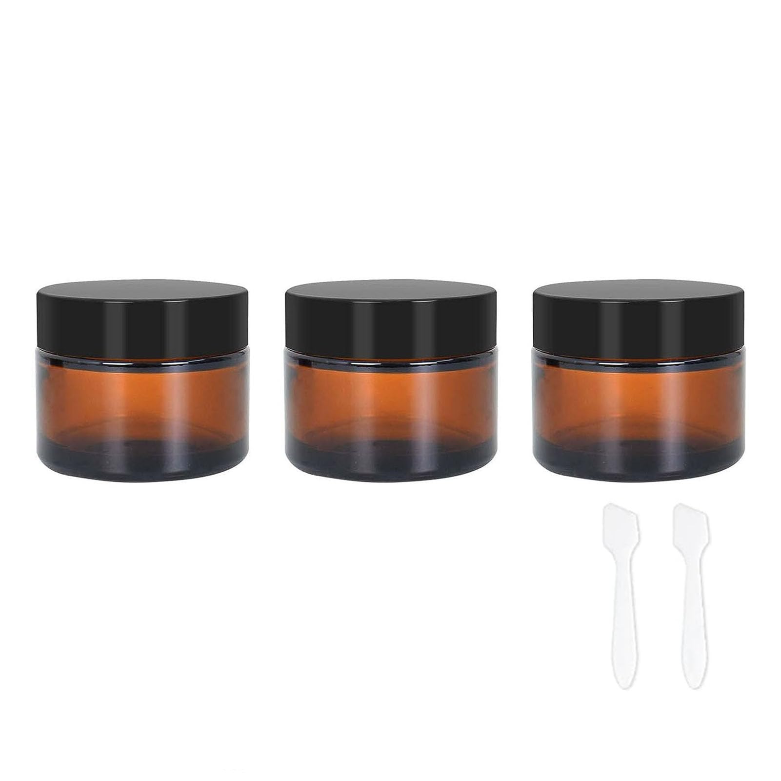LECUNE 3Pack 30ml Amber Jar Empty Refillable Cosmetic Face Cream Jar Bottle Container Pot with Black Screw Lid (3PCS Amber)