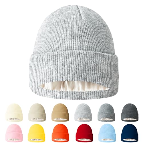 Image of Winter Beanie Acrylic Knit Cuffed Plain Hats Skull Cap Warm Beanies for Men Women