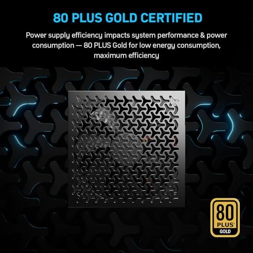 1000W Fully Modular Power Supply, 80+ Gold Certified PSU | ATX 3.1 & PCIe 5.1 Ready | 12V-2x6 Connector | 140mm Low-Noise Fan | 105℃ Japanese Capacitors | Black PSU