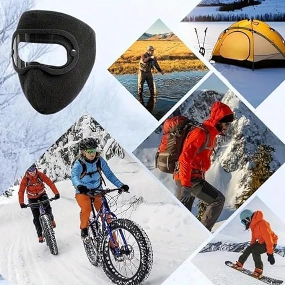 Image of Unisex Face Mask Windproof Full Face Mask Anti Fog Removable Eye Protection Screen Summer Keep Warm Cycling Mask Motorcycle Mask for Women and Men- Pack of 1