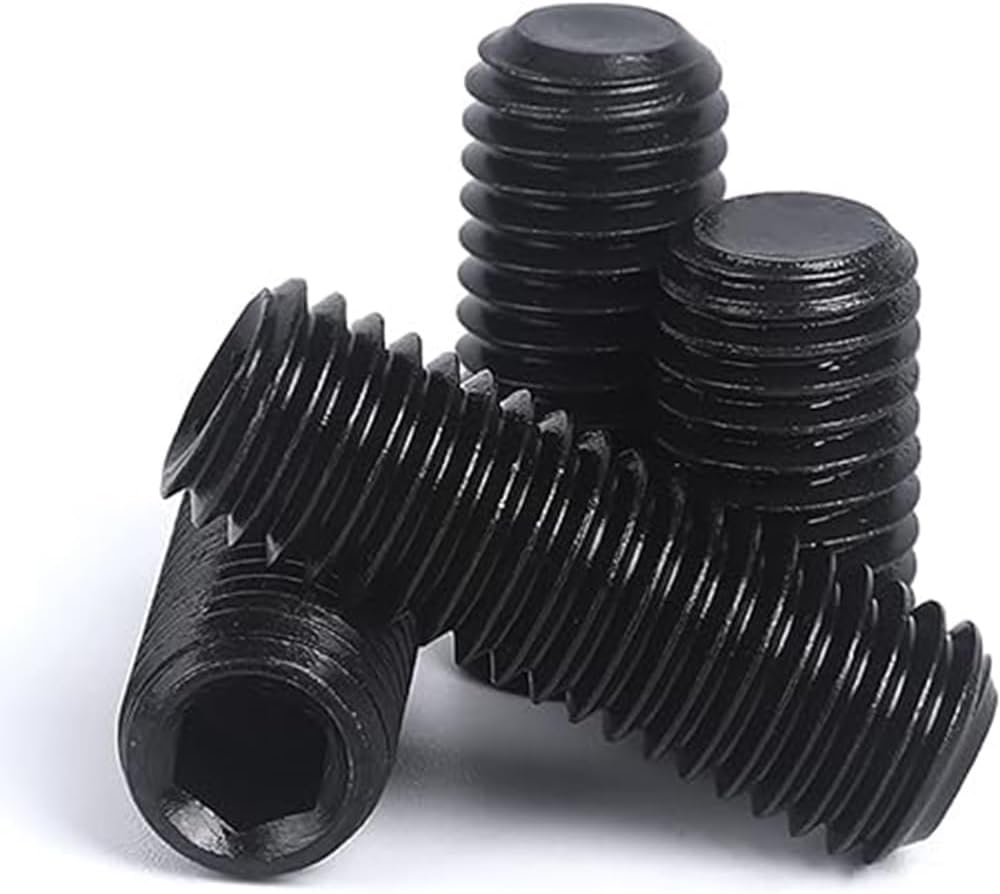 Hex Socket Set Screw, M5 x 10mm Allen Grub Screw-HT(black), Metric Thread, Bright Finished - Pack of 50 Pcs