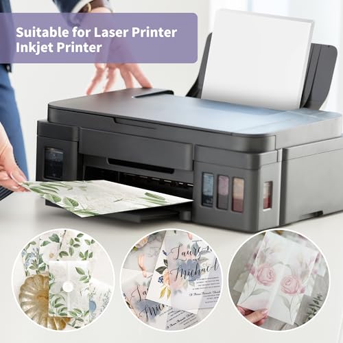 souG Papel de velino translúcido 21 x 28 cm, 100 folhas imprimíveis transparentes 93 g/m2/28,6 kg pa