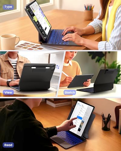 Image of typecase Edge+ Keyboard Case for iPad Pro 13-inch (M5 /M4, 2025 /2024), Space Black Keyboard with 11-Color Backlight, Multi-Mode, Removable Black Back Case, Magnetic Floating Stand, Larger Trackpad