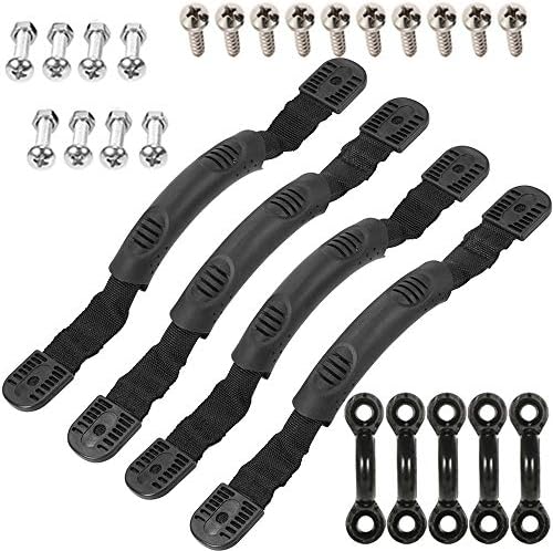 Borogo 4 Pcs Kayak Canoe Boat Side Mount Carry Handles, Paddle Park Kayak Handles and Hardwares - 5 PCS Pad Eye with 10 PCS Screws for Boat Kayak Deck Rigging Kit