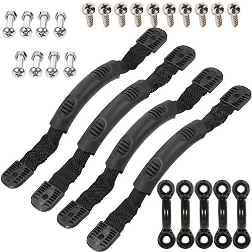 Borogo 4 Pcs Kayak Canoe Boat Side Mount Carry Handles, Paddle Park Kayak Handles and Hardwares – 5 PCS Pad Eye with 10 PCS Screws for Boat Kayak Deck Rigging Kit