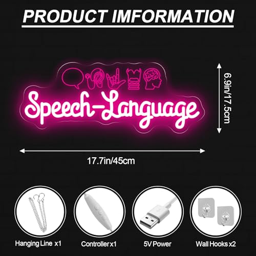 Image of Speech Language Pathologist Neon Sign, Speech Room LED Sign | Speech Therapist Room LED Light,Therapy Classroom Decoration 17.7 inchx6.9 inch