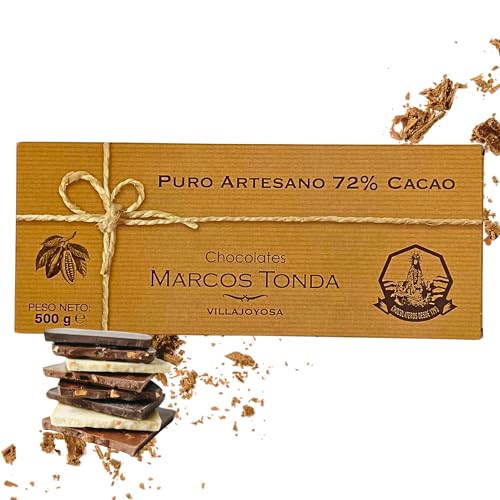 Chocolates Marcos Tonda – Chocolate Negro 72% | Chocolate Puro Artesano 500g | Chocolates Originales Para Regalar | Desde 1793