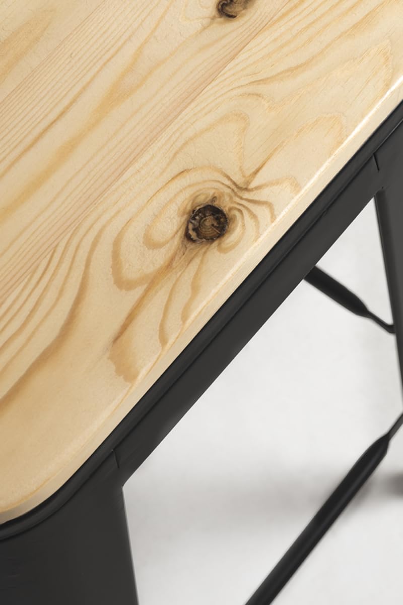 Regalos Miguel - Taburete Torix Respaldo Madera Natural 95 cm - Negro Mate