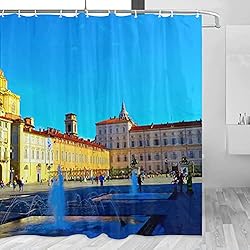 Italia San Carlo Square Turín Cortina de ducha Viaje Decoración de baño Set con ganchos Poliéster 72x72inch (YL-03259)