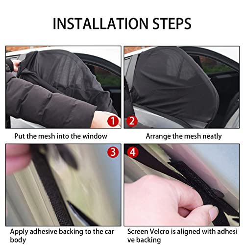 Blilo Car Window Sun Shade, 4 Pcs Sunshades For Auto Side Front And Back Windows, Breathable Mesh Cover For Uv Rays Sun Glare Privacy Protection, Protect Baby Kids Adults Privacy #TOP4