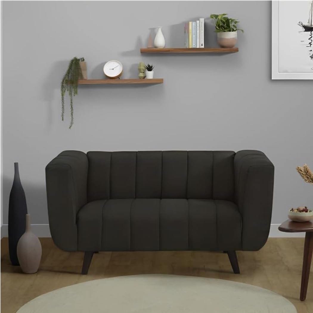 Comfynest Modern Comfortable Sofa For Small Living Room (2 Seater, Black)