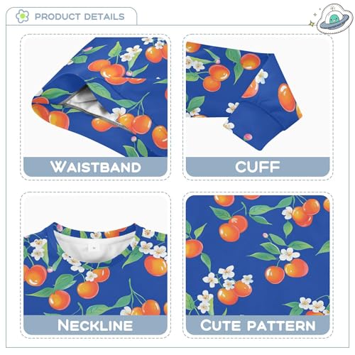 JUNZAN Cute Cornelian Cherry Fruit Royal Blue Little Girls Sweatshirts Hoodies Fleece Kids Pullover Hoodie Party 4T3