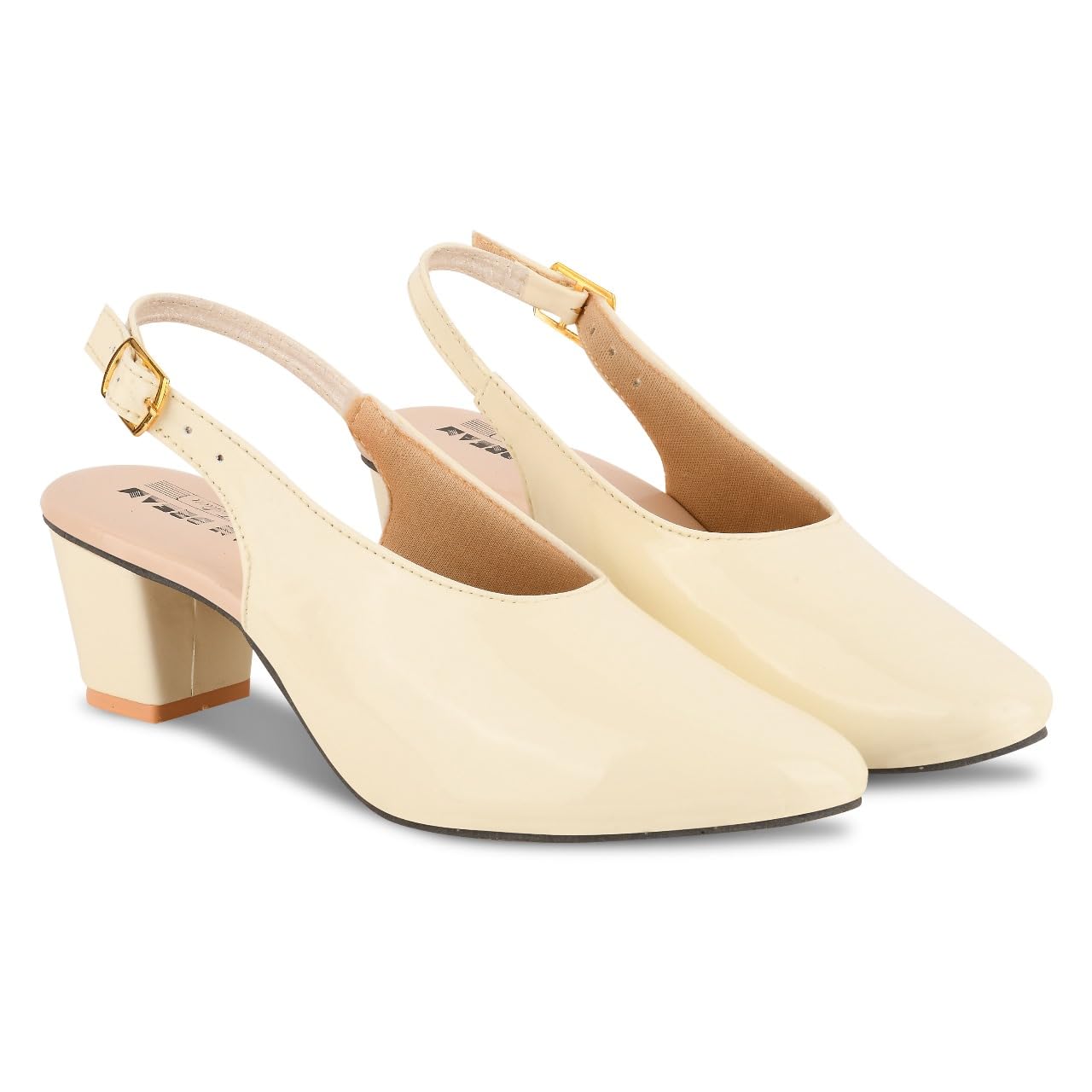 AN DREAM Fashion Women Pump Block Heel Stylish Bellies for Womens Office, Party, Wedding Formal Shoes for Girls (Cream, 5) (B0D9NMLR2R) Amazon Price History, Amazon Price Tracker