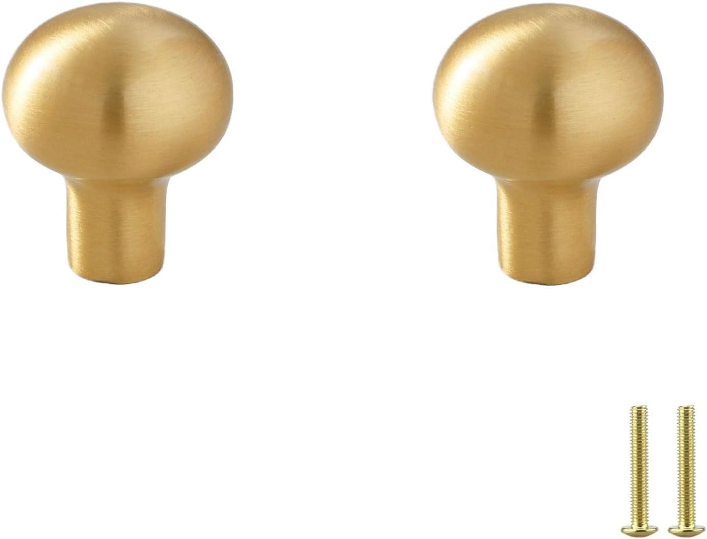 キャビネットと引き出し用ノブ キャビネットノブ 2個パック ゴールドマッシュルーム引き出しノブ ソリッドブラス ワードローブハンドル