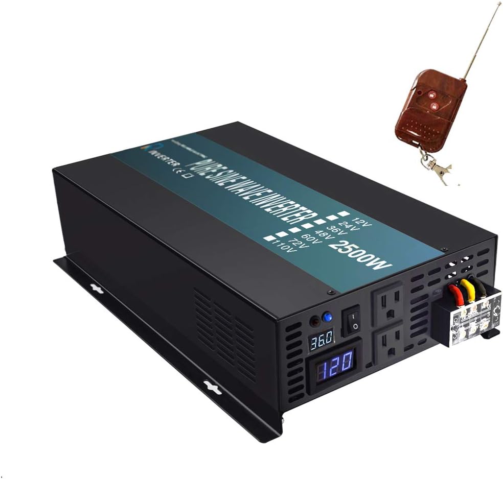 WZRELB 1500W 24V Dc to 120V AC Pure Sine Wave Solar Inverter Off Grid Power Inverter for RV Camping
