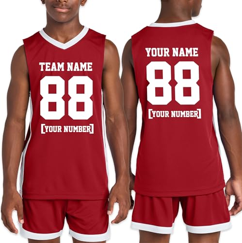 Custom Youth Performance Tee w/Personalized Name Team Name and Number Deep Red