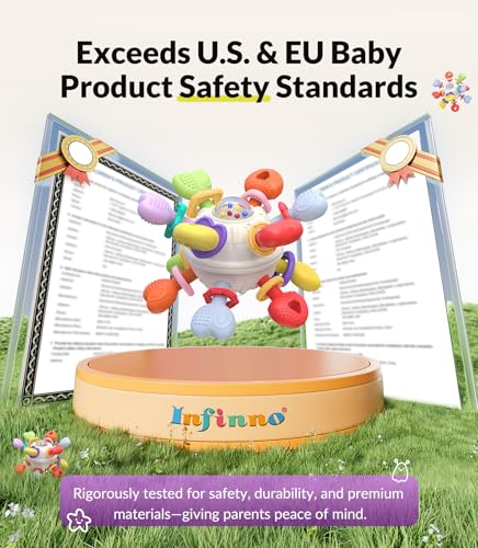 Baby Teething & Rattle Toys – Safe, Multi-Functional BPA-Free Silicone Sensory Learning Toys for Infant 0-12 Months–Teething Relief & Fun Play – Perfect Baby Gift for Boys & Girls