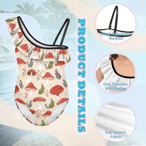 Kid Girls Swimsuit One Piece Ruffle Sleeve Bathing Suits One Shoulder Halter Toddler Bathing Suit Casual Beachwear3