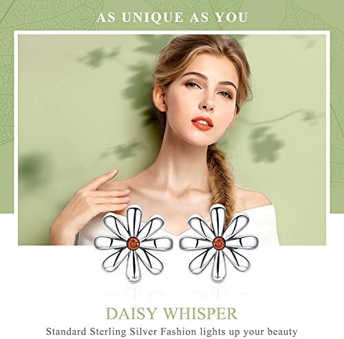 Authentic 925 Sterling Silver Daisy Flower Whisper Stud Earrings for Women Simple Flower Fashion Earrings jewellery - Image 3