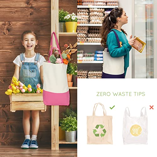 Epakh 12 Pack Canvas Tote Bags 17 X 14 X 4 Inches Cotton Grocery Reusable Shopping Bags With Long Handles For Women Men Kitchen Beach Diy Crafting Multipurpose Totes Set, 12 Colors, Ordinary Style #TOP5