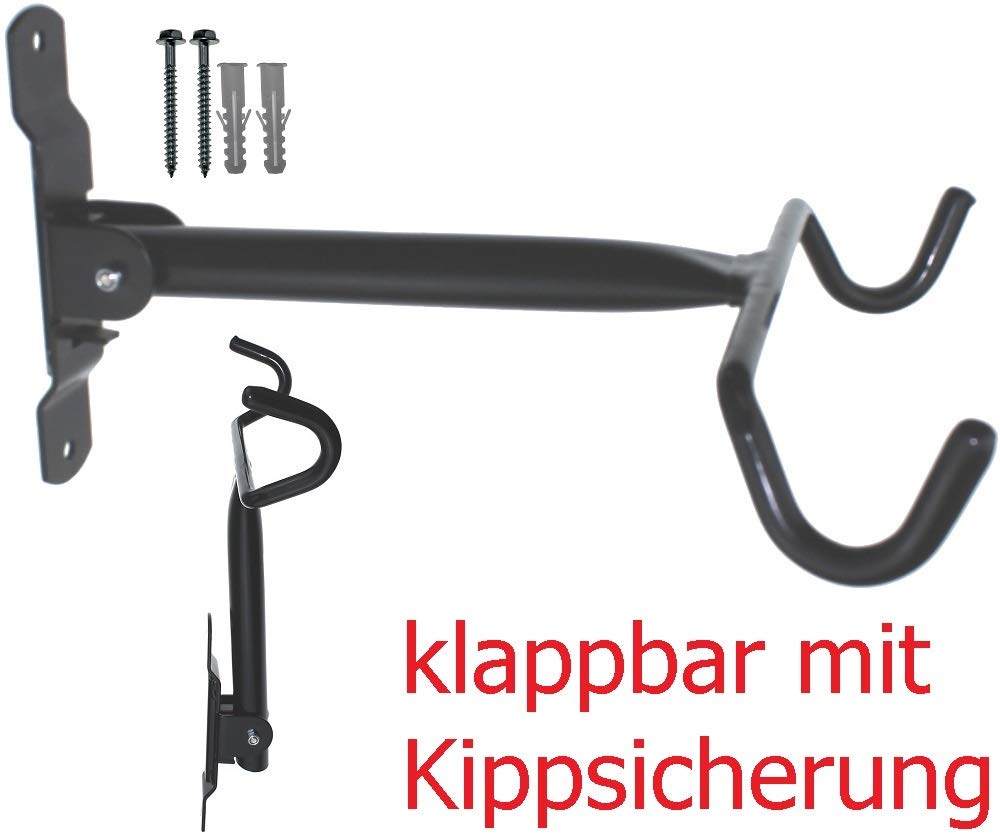 P4B | 4X Fahrrad Wandhalter klappbar - zur Rahmeneinhängung für Fahrräder und E-Bikes | Aus Stahl | Tragkraft 20 Kg | Schwarz/Schwarz
