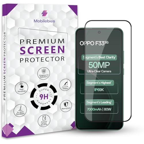 Image of Premium Tempered Glass Screen Protector Guard For Oppo F33 5G (6.57 Inch, Pack of 1) | Edge to Edge Coverage With Easy to installation kit