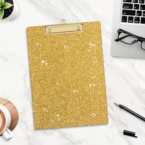Image of Acrylic Confetti Clipboards, Sparkly Clip Board with Low Profile Gold Clip, Designed for Classroom School and Office Use, A4 Letter Size 9 x 12.5 in, Gold