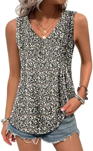 Zeagoo Women’s Tank Tops Loose Fit Casual V Neck Boho Summer Pleated Sleeveless Shirts Basic Trendy Outfits Clothes Zeagoo Women’s Tank Tops Loose Fit Casual V Neck Boho Summer Pleated Sleeveless Shirts Basic Trendy Outfits Clothes