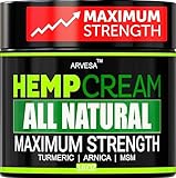 Natural Hemp Cream - Maximum Strength Gel - Hemp Cream with Arnica, MSM, Glucosamine, Menthol, Aloe, Turmeric, Boswellia - Fast Absorption, Lightweight - Advanced Formula - 3.8 oz - Aloe Scent