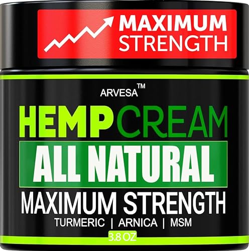 Natural Hemp Cream - Maximum Strength Gel - Hemp Cream with Arnica, MSM, Glucosamine, Menthol, Aloe, Turmeric, Boswellia - Fast Absorption, Lightweight - Advanced Formula - 3.8 oz - Aloe Scent