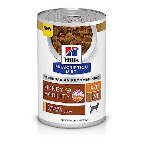 ​Hill's Prescription Diet k/d Kidney Care + j/d Joint Care Chicken & Vegetable Stew Flavor Wet Dog Food, Veterinary Diet, 12.5 oz. Cans, 12-Pack