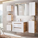 Waschtischunterschrank, 2 Softclose-Schubladen, B/H/T 80/59/46cm, Keramikbecken mit Hahnloch & Überlauf, B/H/T 81/17/46cm (Innenmaß 41/12/26cm)