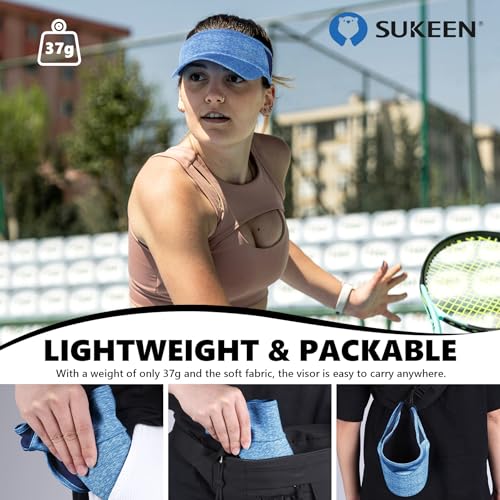 Image of Sukeen Sports Sun Visor Men Women Lightweight Portable Cooling Stretchy Visor Hat for Running, Golf, Daily Wear