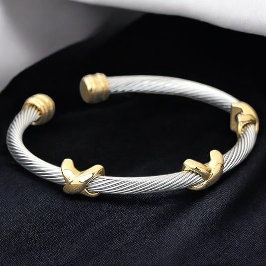 Multi Twisted Cable Wire Cross Bracelet For Women Men Classic Stainless Steel Fashion Stackable OPen Bangle Open Cuff Bangles Vintage Jewelry - Image 6