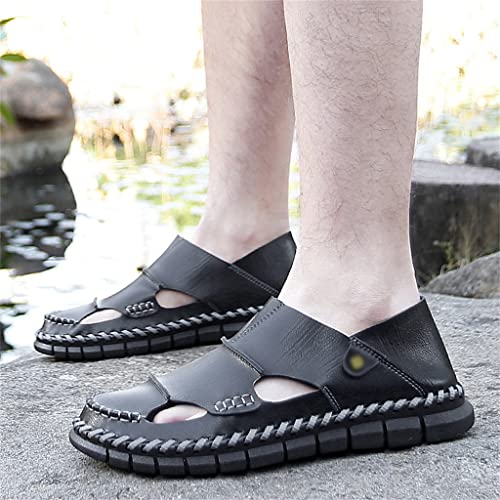Leather Sandals Men Men's Sandals Outdoor Beach Hiking Slip-On Trekking Leisure Non-Slip Slippers(43)3